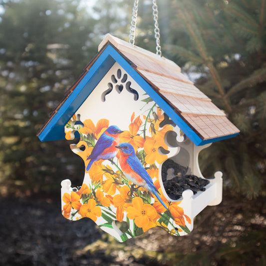 Love Nest Bird Feeder, Bluebirds and Camellia - BIRDLOVER