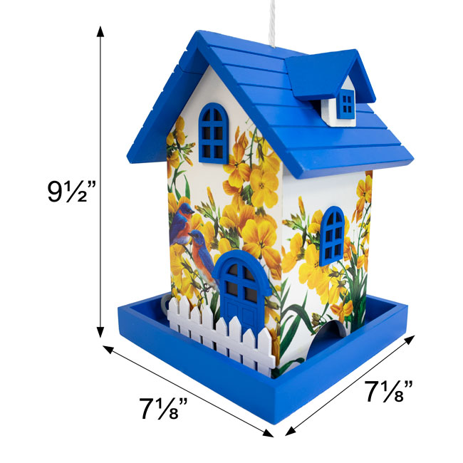 Homestyle Bird Feeder, Bluebirds w/Camellia