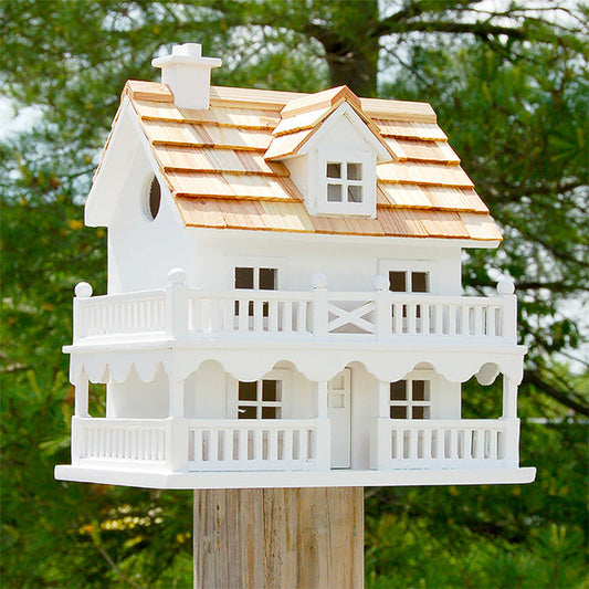 Novelty Cottage Bird House, White - BIRDLOVER