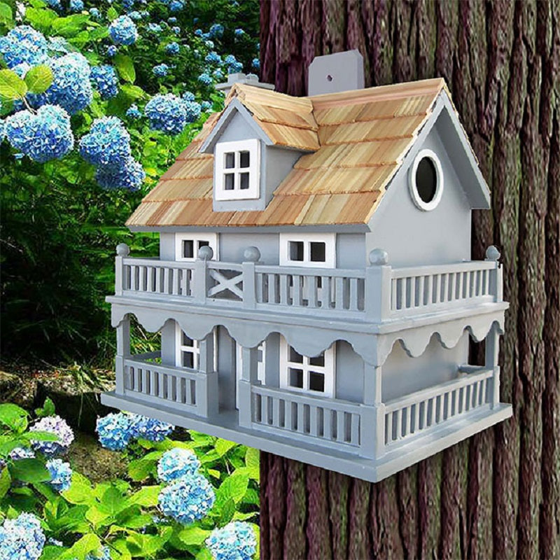 Novelty Cottage Bird House, Blue