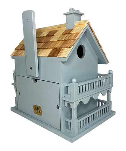 Novelty Cottage Bird House, Blue