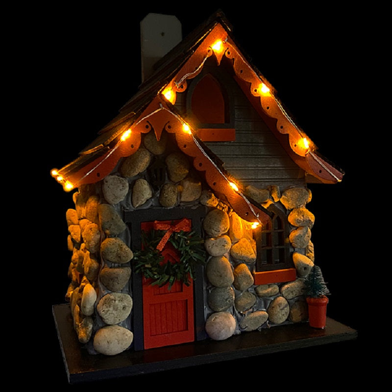 Charlevoix Stone Christmas Cottage with LEDs