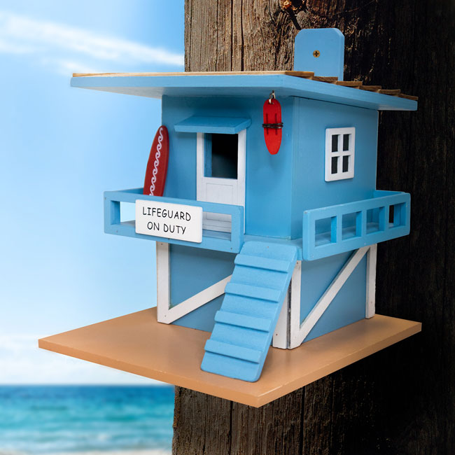 Lifeguard Shack Bird House, Blue