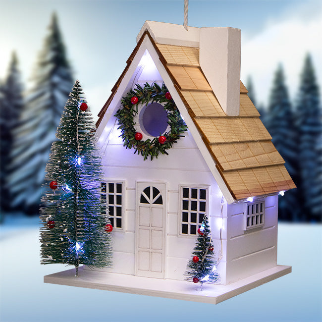 Christmas Chateau Bird House with LEDs
