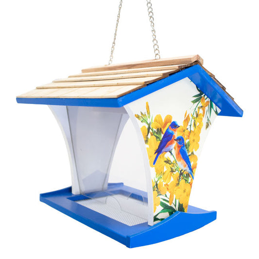 Happy Hopper Bird Feeder, Bluebird with Camellia - BIRDLOVER