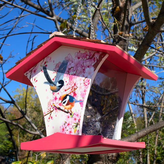 Happy Hopper Bird Feeder, Cherry Blossom with Chickadee - BIRDLOVER