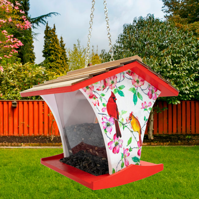 Happy Hopper Bird Feeder, Cardinals and Dogwood