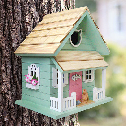 Kitty Cottage Bird House, Green - BIRDLOVER