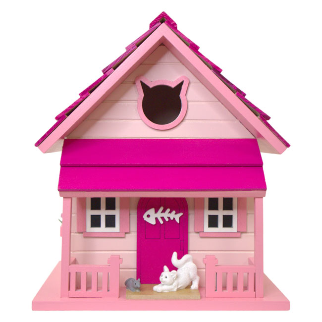 Kitty Cottage Bird House, Pink