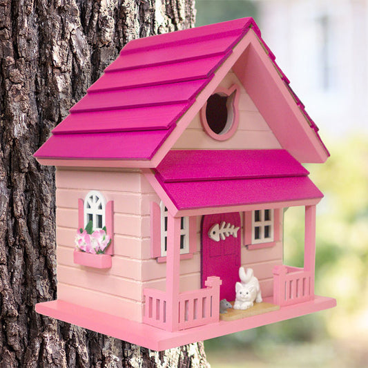 Kitty Cottage Bird House, Pink - BIRDLOVER