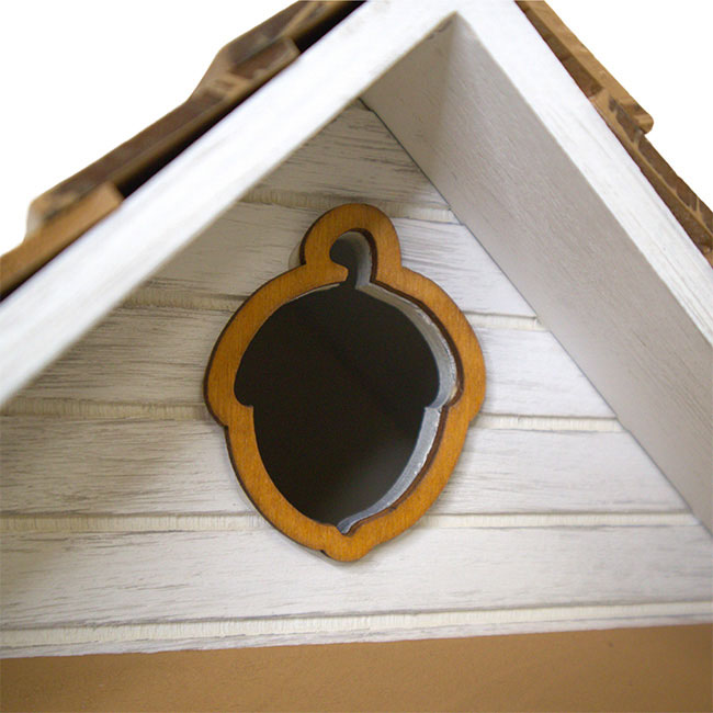 Squirrel Cottage Bird House, Weathered White
