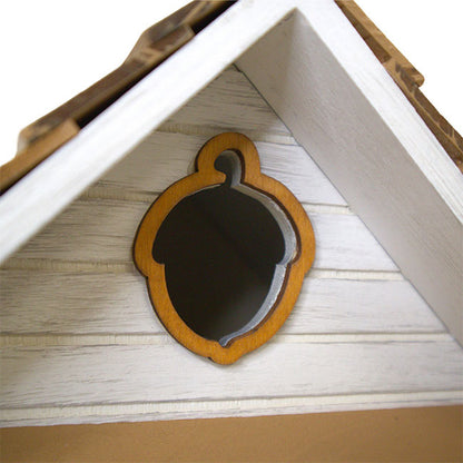 Squirrel Cottage Bird House, Weathered White