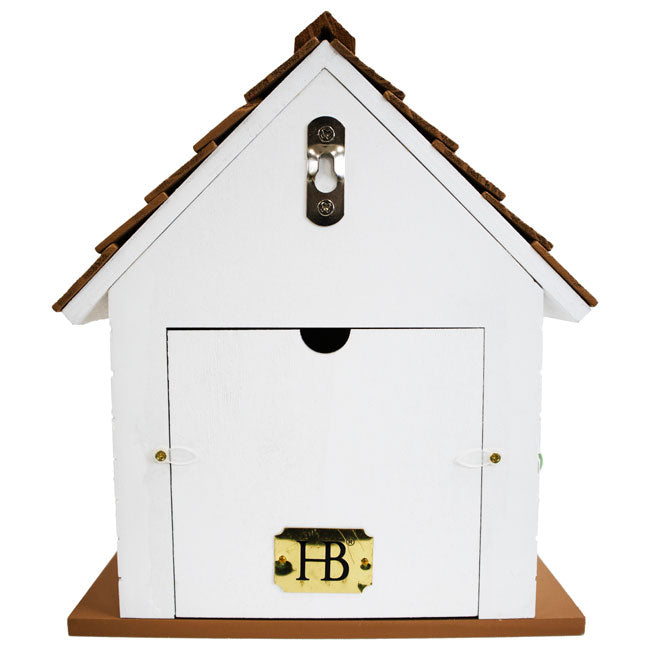 Squirrel Cottage Bird House, Weathered White