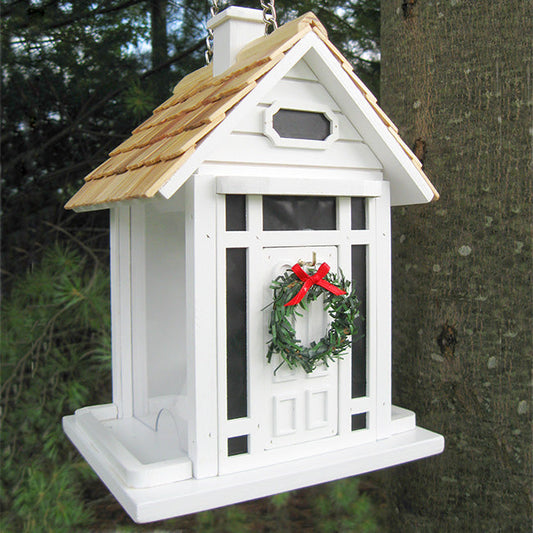 Christmas Cottage Bird Feeder, White - BIRDLOVER