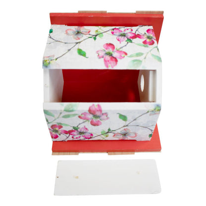 Hanging Wren House, Cardinals and Dogwood Print