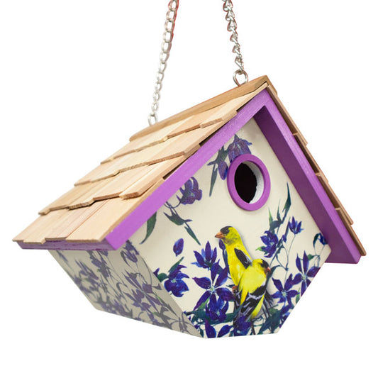 Hanging Wren House, Goldfinch and Clematis Print - BIRDLOVER