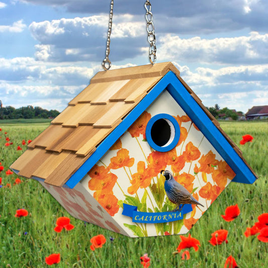 Wren House for California, Quail and Golden Poppy - BIRDLOVER