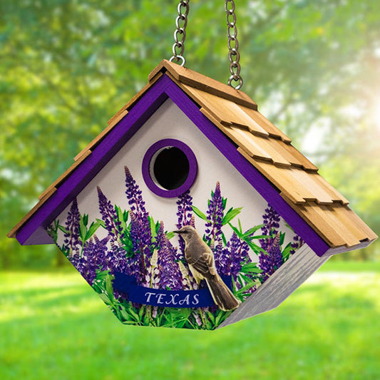 Mockingbird and Bluebonnets Texas Wren House - BIRDLOVER