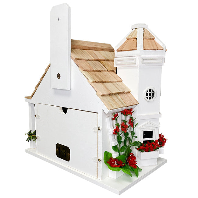 Yuletide Cottage Bird House, White