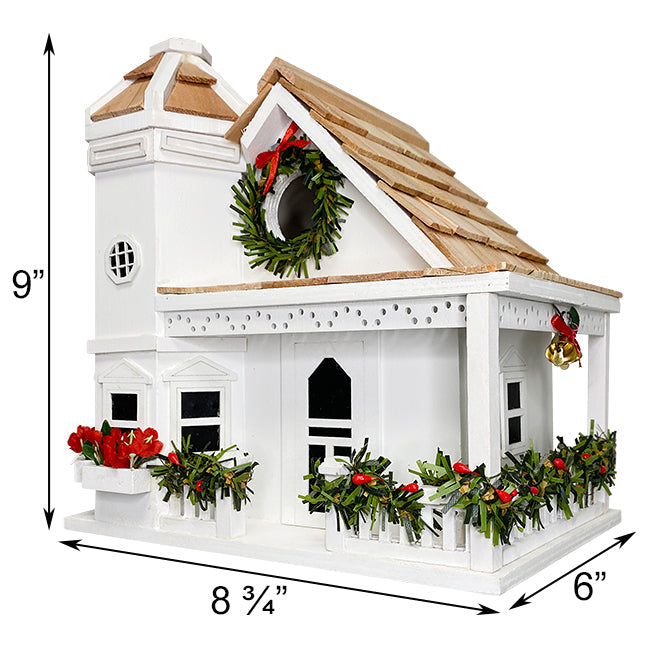 Yuletide Cottage Bird House, White