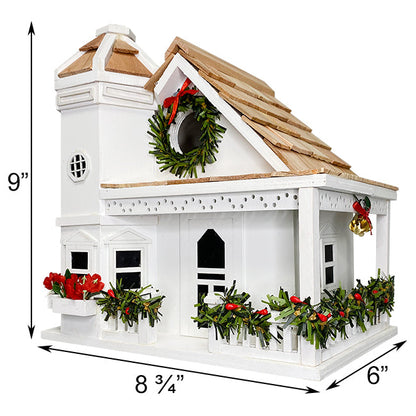 Yuletide Cottage Bird House, White