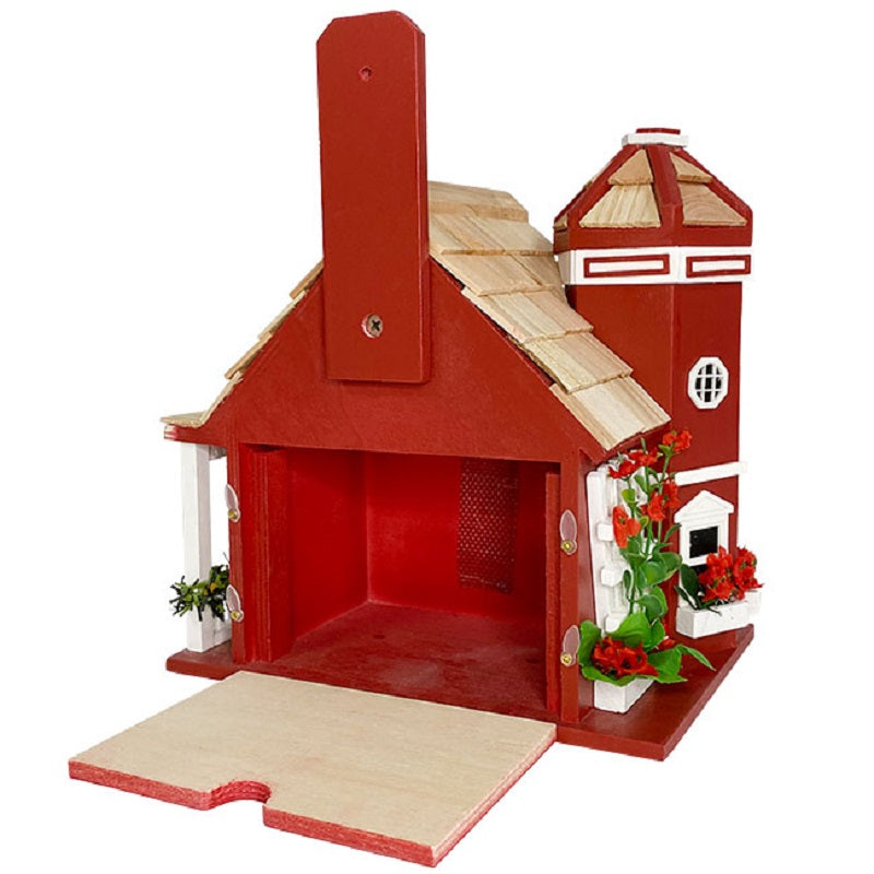 Yuletide Cottage Bird House, Red
