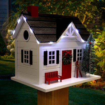 Holiday Ski Chalet Bird House with LEDs