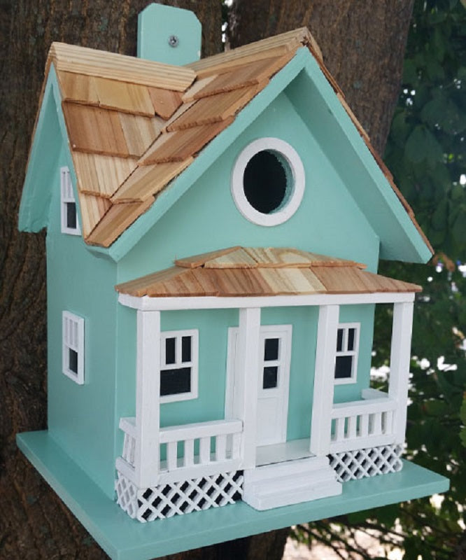 Beachside Cottage Bird House, Seafoam Blue