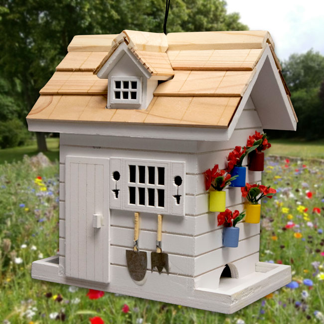 Potting Shed Bird Feeder, White