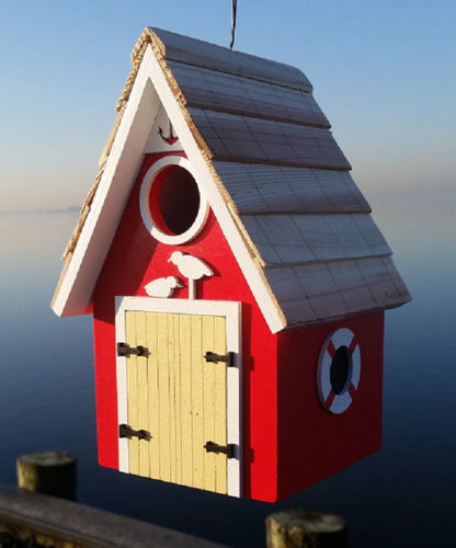 Dockside Cabin Bird House, Red
