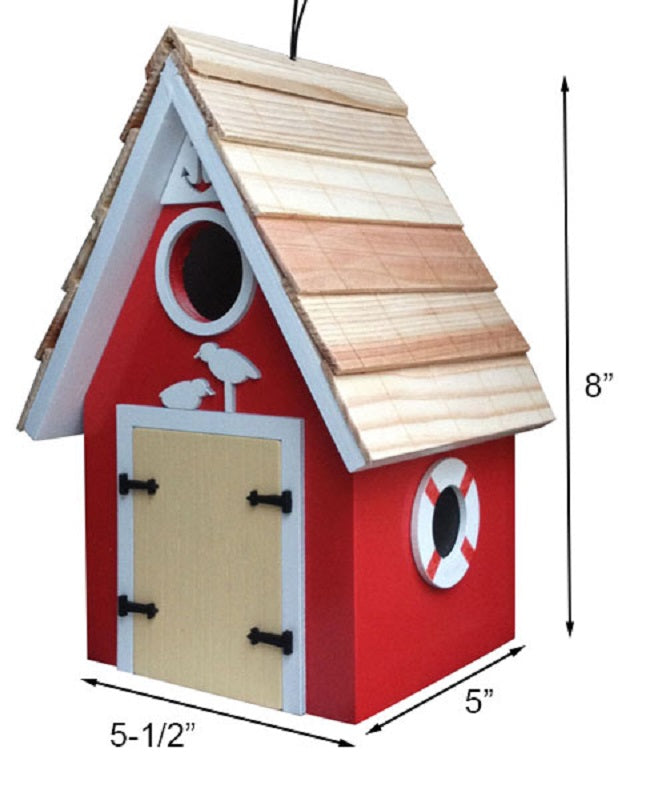 Dockside Cabin Bird House, Red