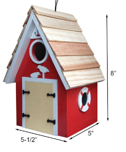 Dockside Cabin Bird House, Red