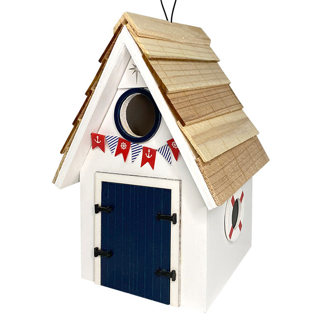 Dockside Cabin Bird House, White