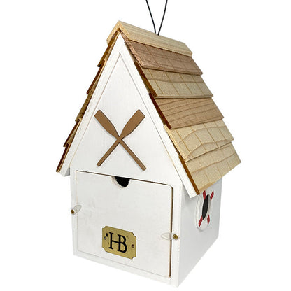 Dockside Cabin Bird House, White