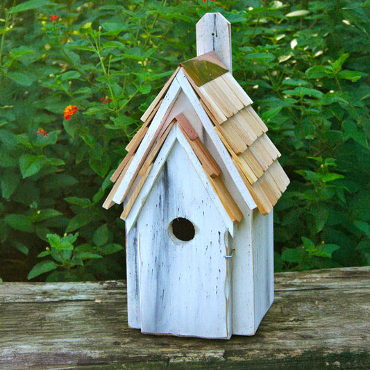 Bluebird Manor Bird House, Antique White - BIRDLOVER