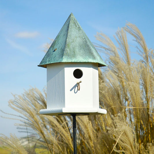 Copper Songbird Deluxe Bird House, Verdigris Roof - BIRDLOVER