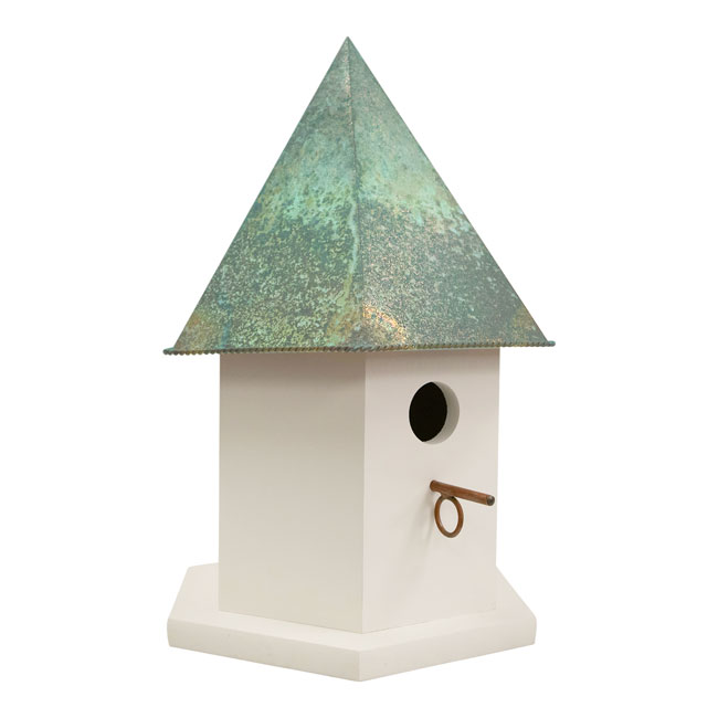 Copper Songbird Deluxe Bird House, Verdigris Roof