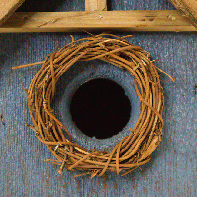 Rustic Wreath Bird Shelter, Blue