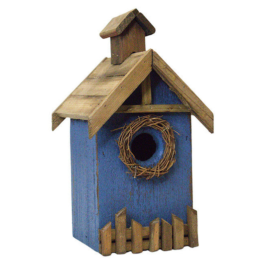 Rustic Wreath Bird Shelter, Blue
