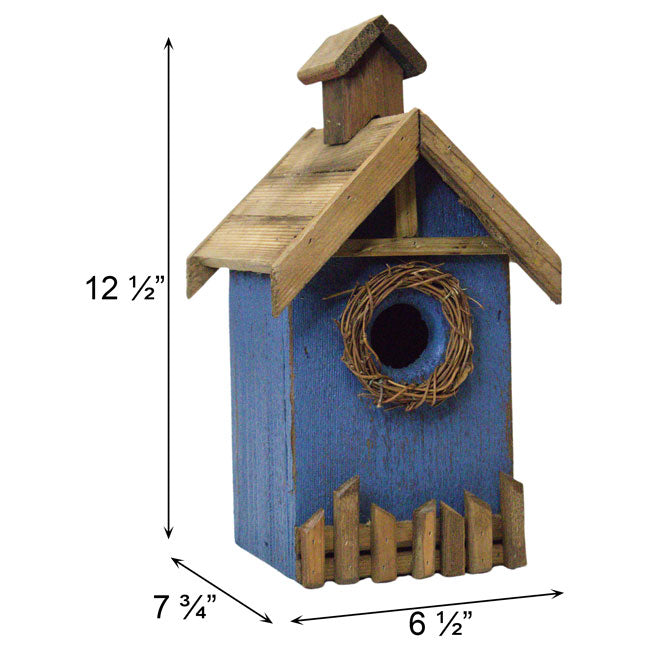 Rustic Wreath Bird Shelter, Blue