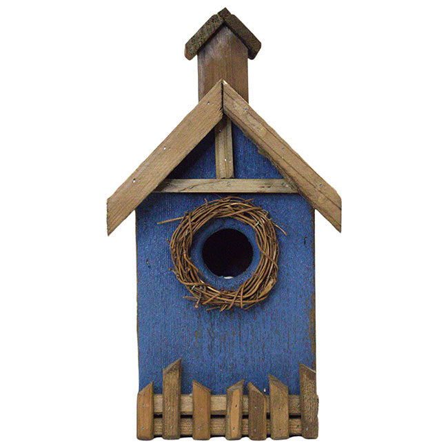 Rustic Wreath Bird Shelter, Blue