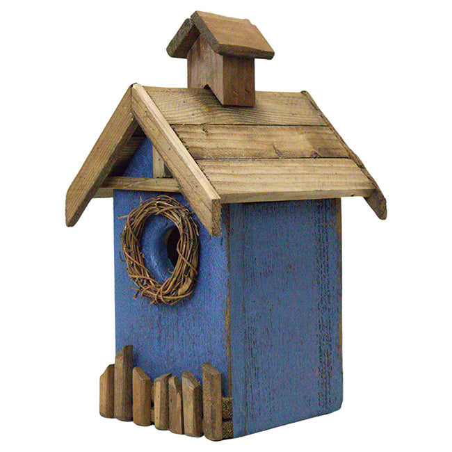 Rustic Wreath Bird Shelter, Blue