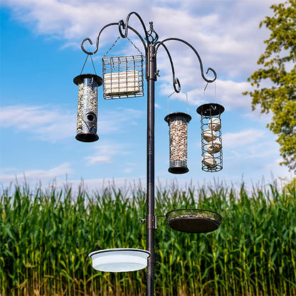 Jester Premium Bird Feeding Station with Feeders, Black, 7'6.5"