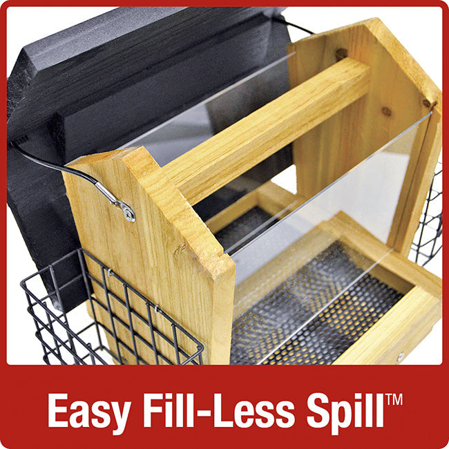 Cedar Hopper Bird Feeder with Suet Cages, Small
