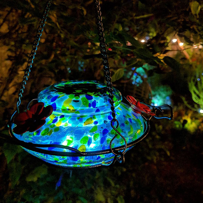 Illuminated Top Glass Hummingbird Feeder, 16 oz