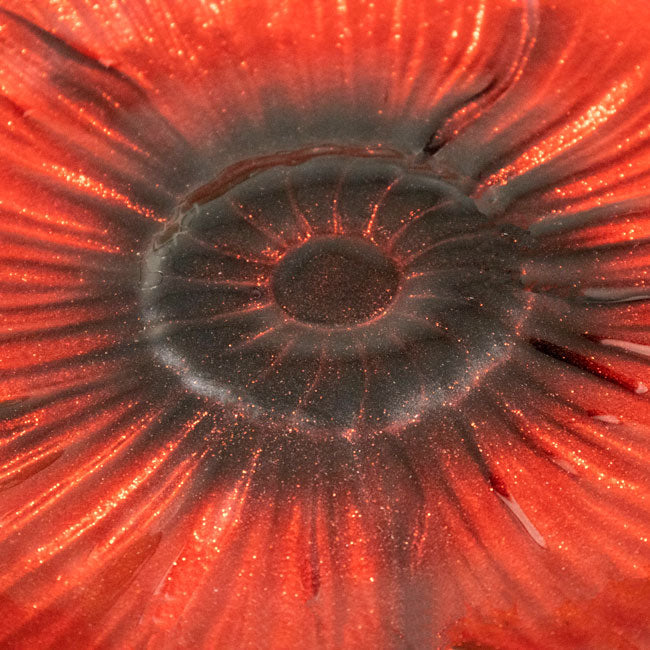 Decorative Glass Poppy Bird Bath and Stand