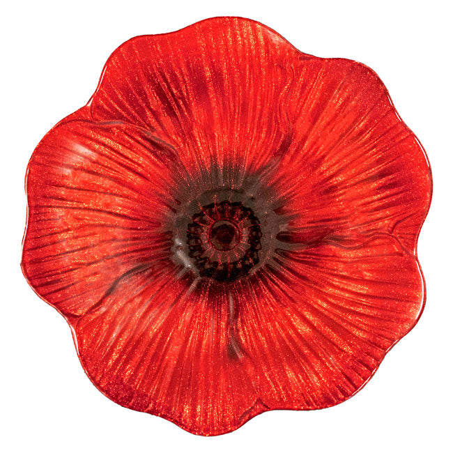 Decorative Glass Poppy Bird Bath and Stand