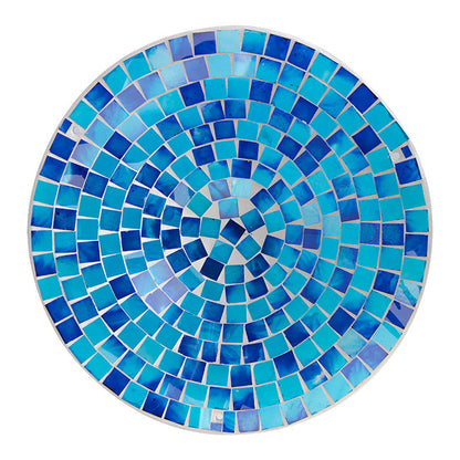 Glass Mosaic Bird Bath with Steel Stand, Blue
