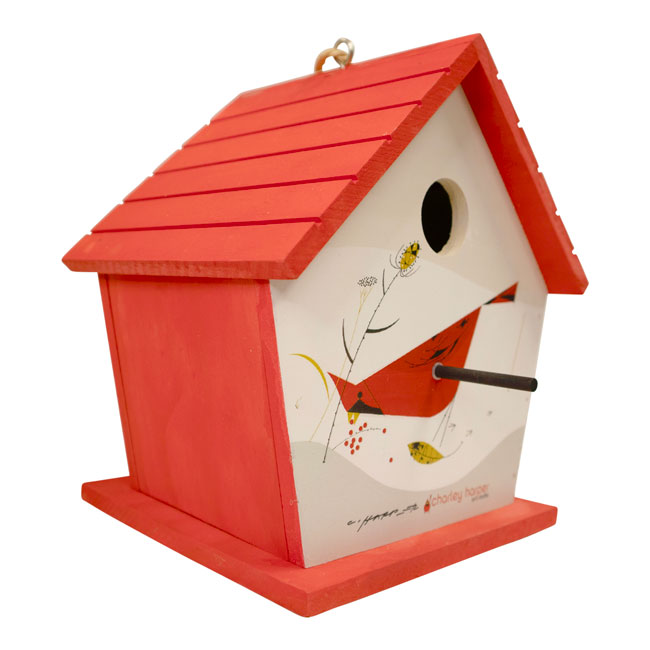 Charley Harper Hanging Bird House, Cardinal Print