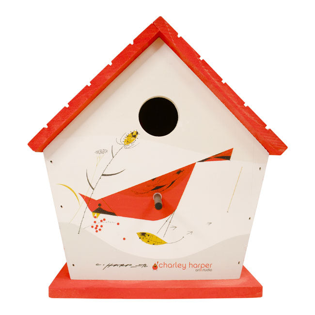 Charley Harper Hanging Bird House, Cardinal Print